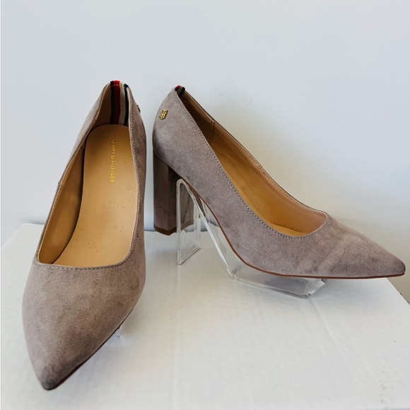 Tommy Hilfiger “Abilene” Taupe Block Heel Pumps - Picture 1 of 16
